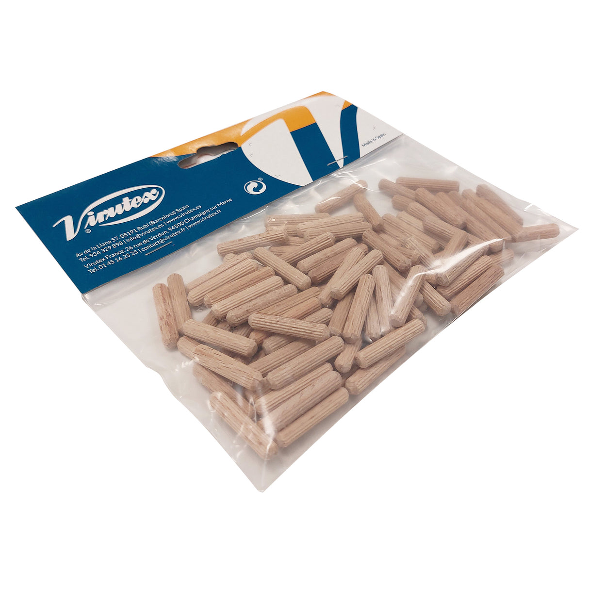 WOODEN DOWELS PINS FLUTED 6X30