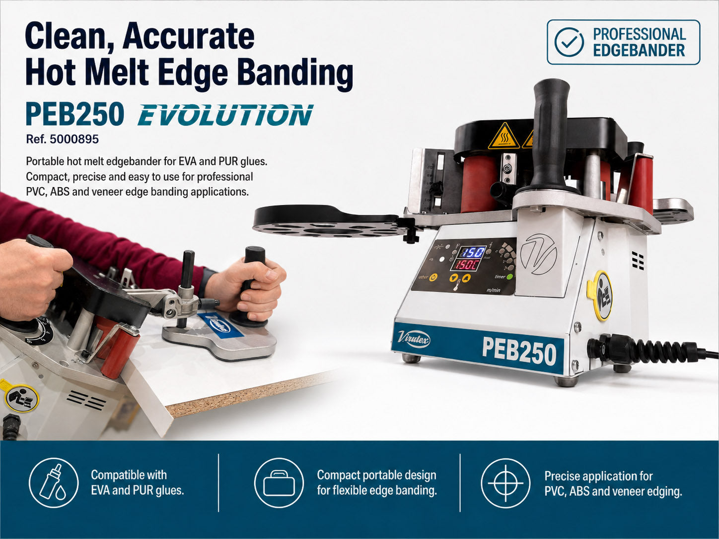 Portable Edgebander PEB250 Evolution | Hot Melt Edge Bander