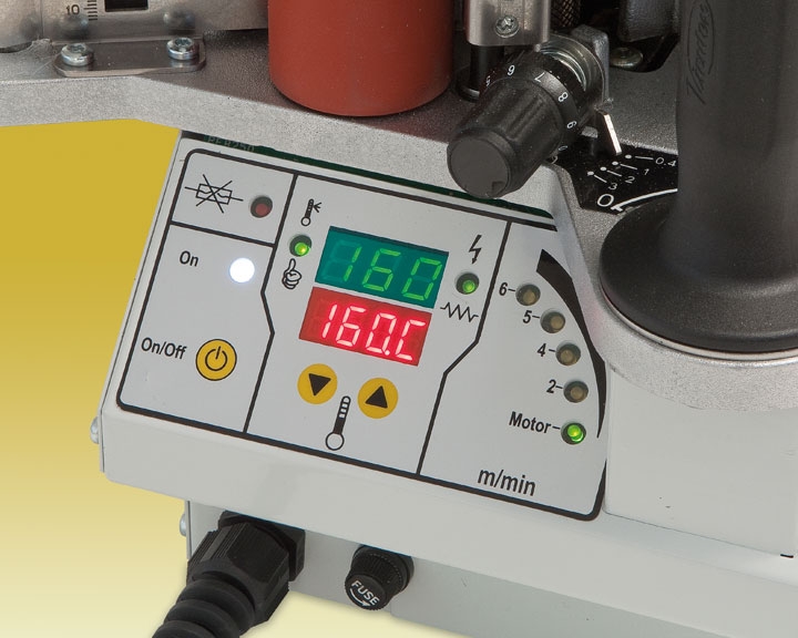 Temperature adjustment (120 to 200°C) controlled by microprocessor for higher accuracy on measurement.  Temperature increasing by impulses. Protects the heating elements increasing their working life.